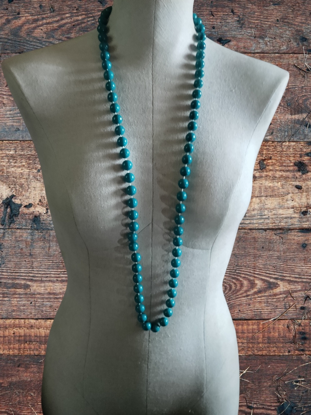 Teal Beaded Long Necklace - Women Jewelry
